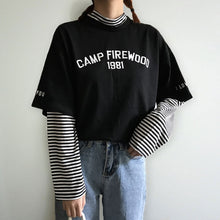 Load image into Gallery viewer, Autumn Casual Korea Fashion Hip Hop Stripe Turtleneck Hoodie Long Sleeve Vintage Pullovers Loose Harajuku Striped Sweatshirt
