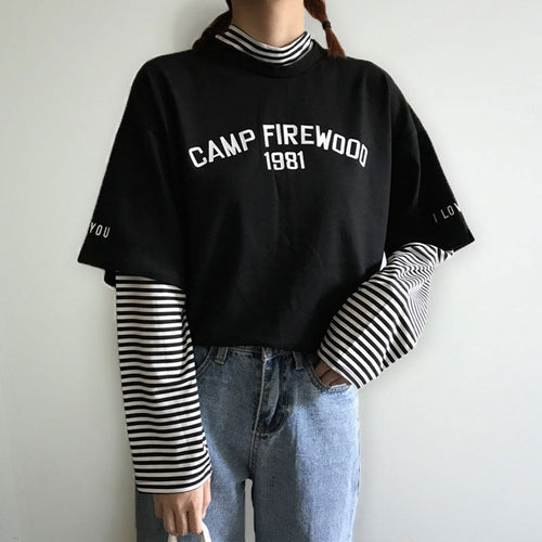 Autumn Casual Korea Fashion Hip Hop Stripe Turtleneck Hoodie Long Sleeve Vintage Pullovers Loose Harajuku Striped Sweatshirt