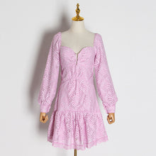 Load image into Gallery viewer, TWOTWINSTYLE Lantern Sleeve Ruffle Dresses Women Square Patchwork Lace Sexy Mini Dress Female Fashion Clothing 2020 Spring New