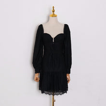 Load image into Gallery viewer, TWOTWINSTYLE Lantern Sleeve Ruffle Dresses Women Square Patchwork Lace Sexy Mini Dress Female Fashion Clothing 2020 Spring New