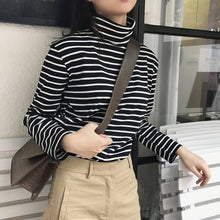 Load image into Gallery viewer, Autumn Casual Korea Fashion Hip Hop Stripe Turtleneck Hoodie Long Sleeve Vintage Pullovers Loose Harajuku Striped Sweatshirt