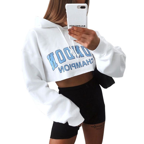 hoodies women's new long-sleeved hoodie sweatshirt short paragraph casual umbilical hooded pullover jacket pullover shirt
