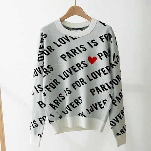 Women Hoodie Cotton Letter Love Printed Knitted  Sweatshirt