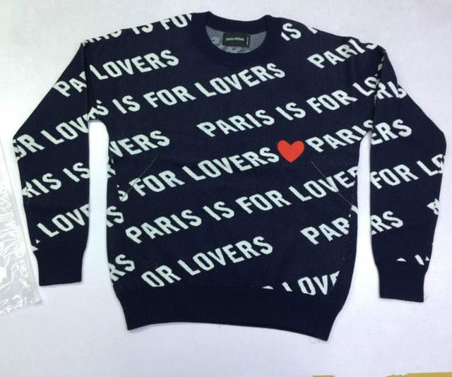 Women Hoodie Cotton Letter Love Printed Knitted  Sweatshirt