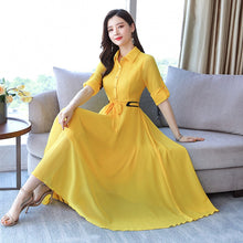 Load image into Gallery viewer, Spring And Autumn New Style Korean-style Slim Fit Slimming Mid-length Women&#39;s Dress Long Sleeve Chiffon Dress