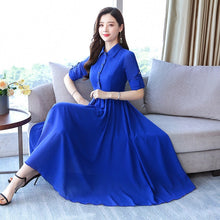 Load image into Gallery viewer, Spring And Autumn New Style Korean-style Slim Fit Slimming Mid-length Women&#39;s Dress Long Sleeve Chiffon Dress