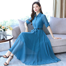 Load image into Gallery viewer, Spring And Autumn New Style Korean-style Slim Fit Slimming Mid-length Women&#39;s Dress Long Sleeve Chiffon Dress