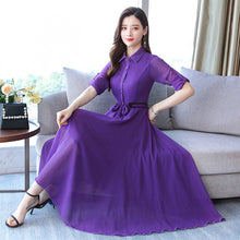 Load image into Gallery viewer, Spring And Autumn New Style Korean-style Slim Fit Slimming Mid-length Women&#39;s Dress Long Sleeve Chiffon Dress