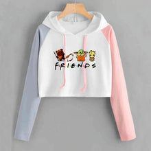 Load image into Gallery viewer, Baby Groot and Baby Yoda with Friends Crop Top Long-sleeve Women Cropped Hoodie Casual Lady Girl Pink Pullover Women&#39;s Clothing