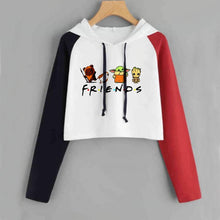 Load image into Gallery viewer, Baby Groot and Baby Yoda with Friends Crop Top Long-sleeve Women Cropped Hoodie Casual Lady Girl Pink Pullover Women&#39;s Clothing