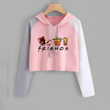 Load image into Gallery viewer, Baby Groot and Baby Yoda with Friends Crop Top Long-sleeve Women Cropped Hoodie Casual Lady Girl Pink Pullover Women&#39;s Clothing