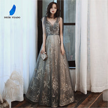 Load image into Gallery viewer, DEERVEADO MFY078 Sexy V Neck Beading Prom Dresses Long 2020 New Arrival Tulle Formal Party Dresses Prom Gown