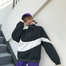 Load image into Gallery viewer, Hooded Pullover Tops Autumn Winter Color Block Women Hoodies Zipper Loose Long Sleeve Sweatshirts Ladies Workout Tops For Women