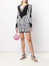 Load image into Gallery viewer, High Quality Black Long Sleeve Jacquard Rayon Bandage Dress Elegant Evening Party Dress